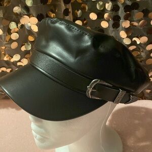 Black cap with silver buckle detail #1322